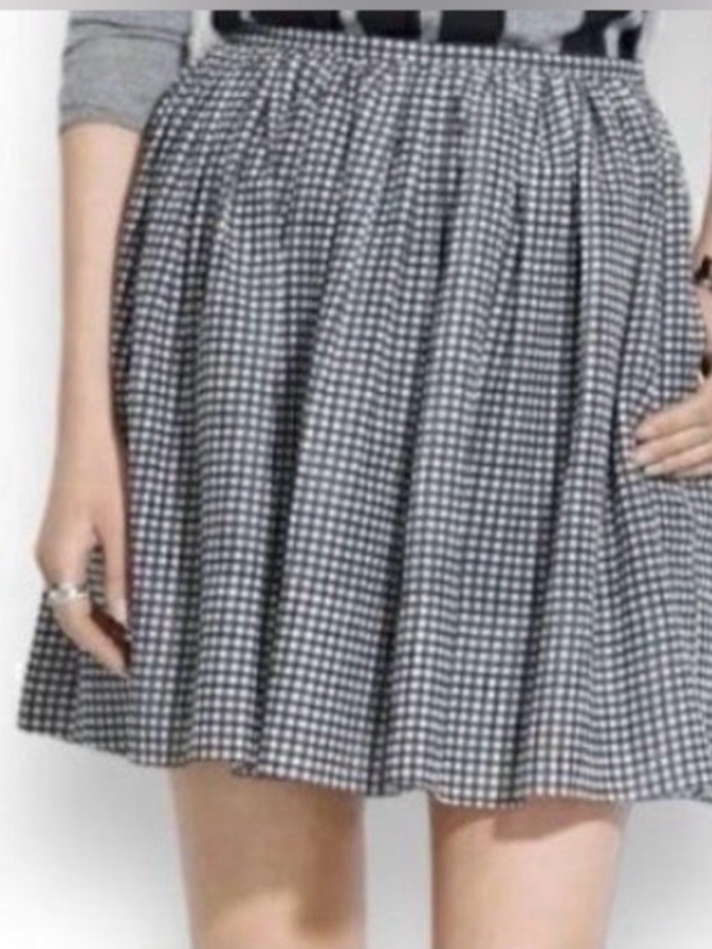 Madewell Black & White Gingham Pleated Women's Skirt - Size 6